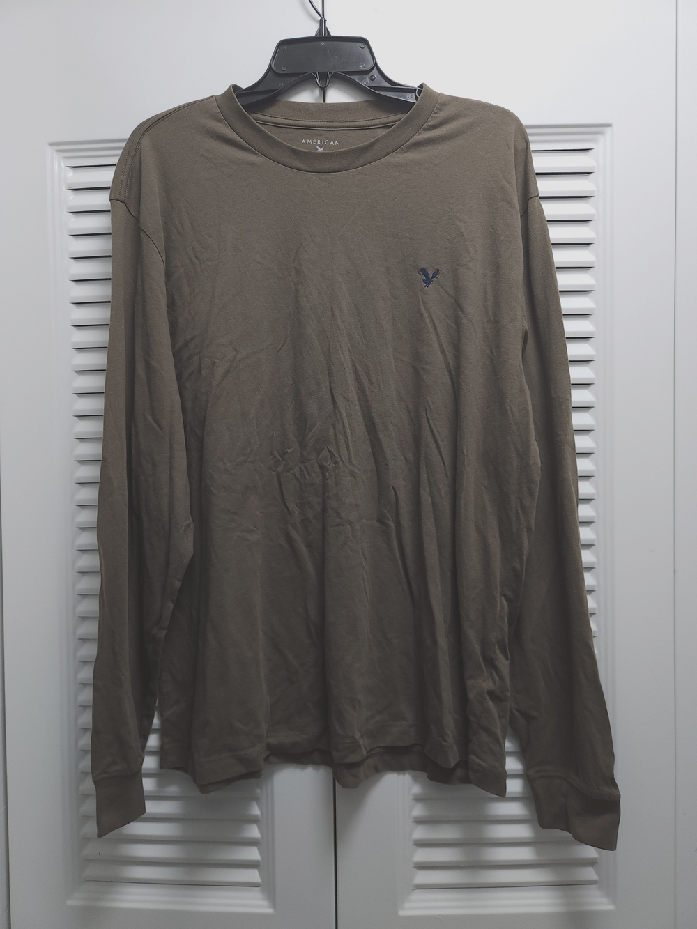 American Eagle Men’s Long Sleeve T-Shirt Olive Green Super Soft Standard Fit L